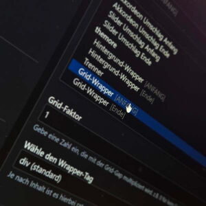 Screenshot der Auswahl des Inhaltselementes "Grid-Wrapper"